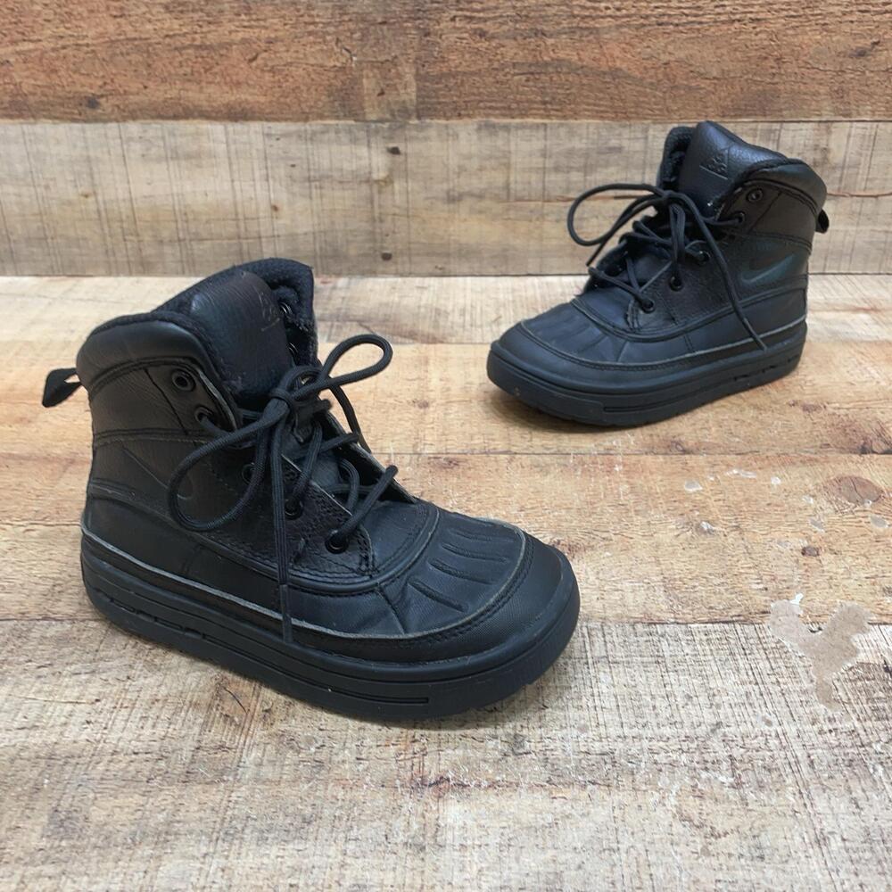 Nike Snow Boots Kids Size 12C 29.5 Black Leather ACG Ankle Winter 524873-001